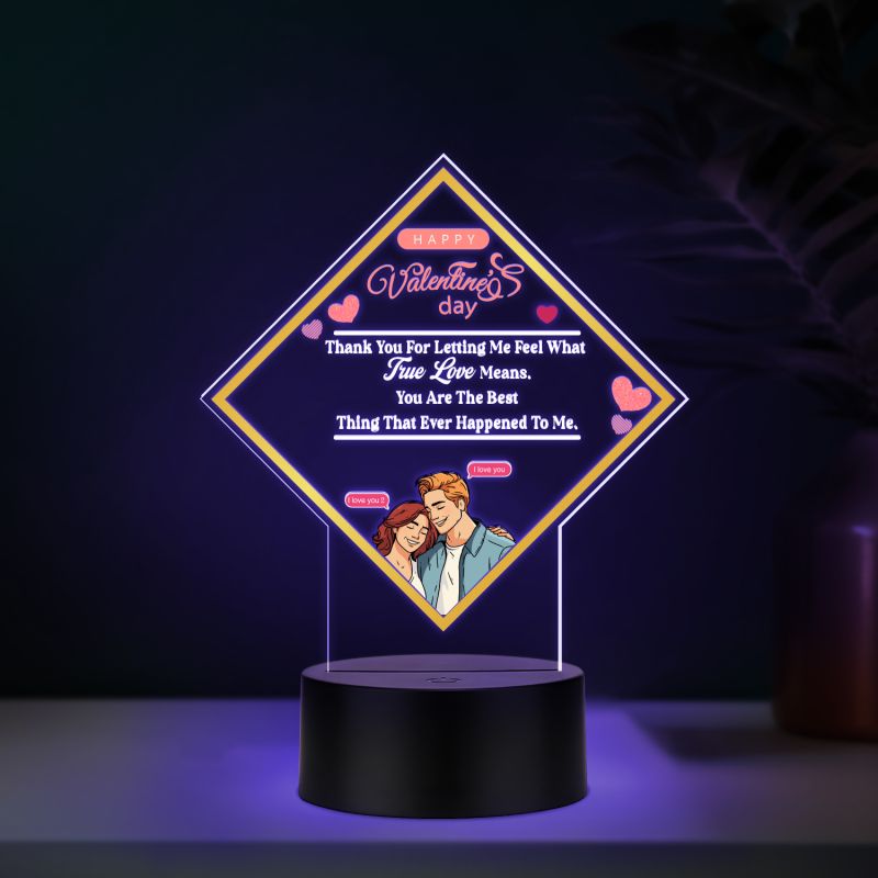 Couples Led Night Lamp Gift Item for Wedding, Anniversary, Birthday & Valentine's Day Romantic Gift for Couples Multicolored Light (Happy Valentines Gift)